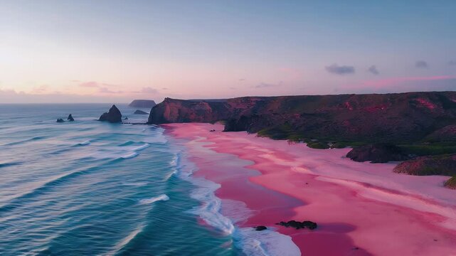 Pink Beach at Sunrise