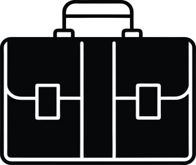 Black and white minimal business briefcase icon luggage