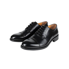 Elegant black leather oxford shoes for men formal wear on transparent background