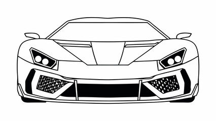 Front View Supercar Outline – Modern Sports Car Vector Illustration