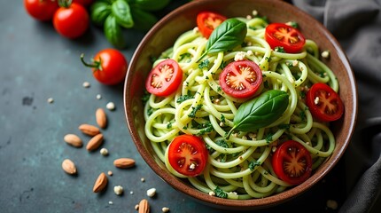 Fresh pasta with vibrant tomato, basil, and cheese, a healthy and delicious vegetarian meal, perfect for any dinner or lunch