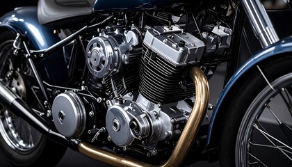 Close-up motorcycle engine