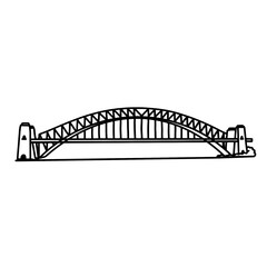 Sydney Harbour Bridge Cityscape Landmark Illustration for Travel, Architecture Poster, and Postcard Design