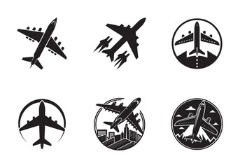 airplane takeoff icon silhouette vector illustration