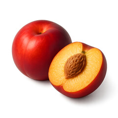 ripe peach isolated on white background