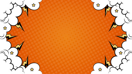 Orange comic book style explosion background perfect for dynamic designs, superhero themes, action packed projects, comic book illustrations, and pop art concepts.