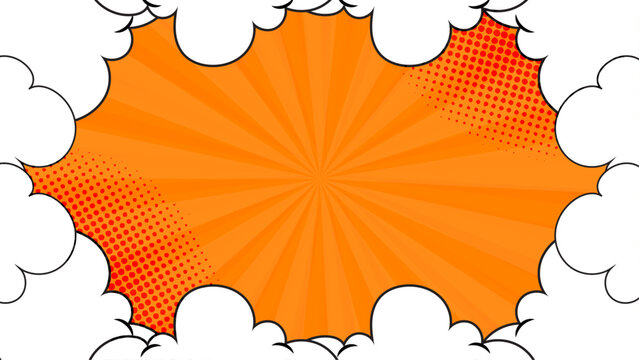 Orange comic book explosion suitable for dynamic designs. Perfect for superhero illustrations, action packed scenes, or vibrant graphic novel covers.