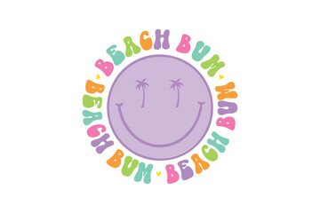Beach Bum Smile Face Summer Typography Design