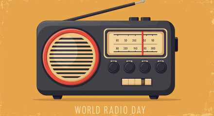 Retro Vintage Radio World Radio Day