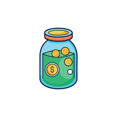 Money jar for saving or tipping symbol cartoon illustration vector