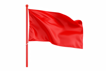 Red warning flag isolated on white background