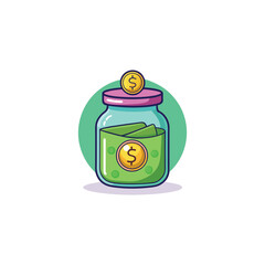 Money jar for saving or tipping symbol cartoon illustration vector