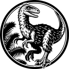 velociraptor (linocut style)