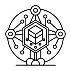 Geometric Machine Learning Concept A White Background Illustration of Interconnected Nodes and Data