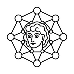 Geometric Portrait with Connected Nodes A minimalist representation of connectivity, networks, and identity in abstract line art.