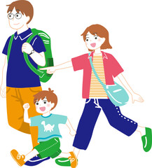 お出かけする家族