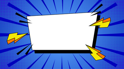 Blue comic book style with blank white speech bubble suitable for adding text or dialogue in a fun and creative way.