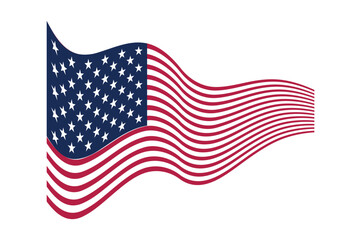 USA waving flag. American national symbol isolated on white background. Banner design element