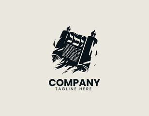 Obraz premium Sacred Book of Lamentations Jewish Heritage Mourning Remembrance Vector Logo Design