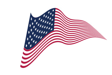 USA waving flag. American national symbol isolated on white background. Banner design element