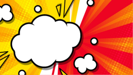 Comic book style background with blank speech bubble suitable for adding custom text in designs, presentations, or social media posts.