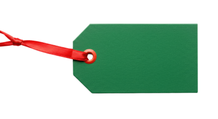 Green Gift Tag with Red Ribbon.