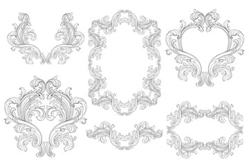 Classical baroque vector of vintage element for design. Decorative design element filigree calligraphy vector. You can use for wedding decoration of greeting card and laser cutting