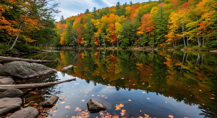 side lake at autumn season, made by Ai