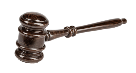 Wooden Gavel Close Up Isolated on Transparent Background