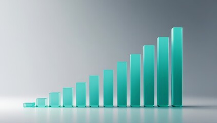 Abstract 3D glass graph symbolizing financial growth in a modern minimalistic design.
