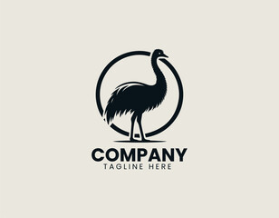 Graceful Ostrich Tall Bird Wildlife Elegance Natural Spirit Vector Logo Design