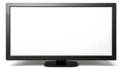 Desktop monitor mockup, viewed from the front, screen blank, isolated on white.