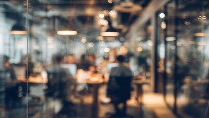 Blurry interior of a modern coworking space