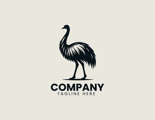 Graceful Ostrich Tall Bird Wildlife Elegance Natural Spirit Vector Logo Design