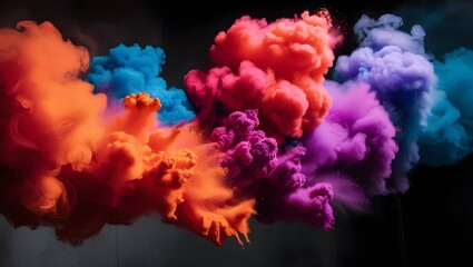 Fototapeta premium Colorful Smoke Puff – Energetic Abstract Cloud on Dark Background