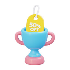 Trophy with a 50 off sale tag