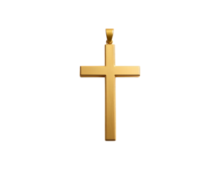 Minimalist Gold Cross Pendant with Chain Loop – Flat-Lay Isolated on White, AI Illustration