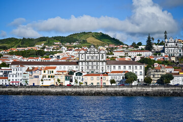 Horta harbor promenade on the Azores island of Faial