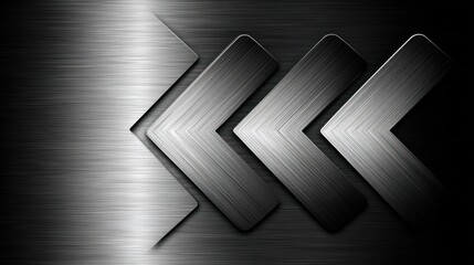 Obraz premium Metallic chevron shapes on a textured, dark metallic gradient background, industrial feel