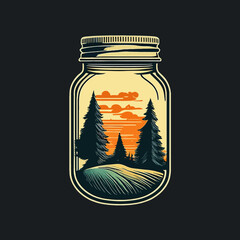 Mason Jar Creative Concept Design - Hillside in a Jar