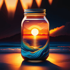 Mason Jar Creative Concept Design - Sunset in a Jar