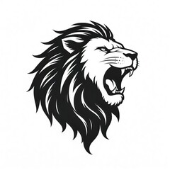 simple  monocrome lion head  mascot logo