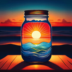 Mason Jar Creative Concept Design - Sunrise in a Jar
