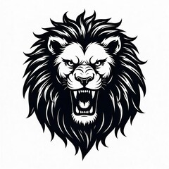 Obraz premium simple monocrome lion head mascot logo