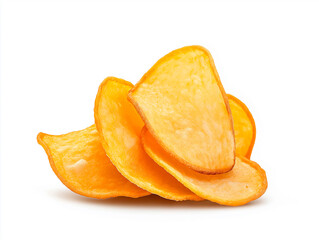 Stack of Golden Potato Chips Isolated on a Clean White Background.