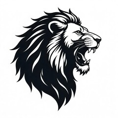 simple  monocrome lion head  mascot logo
