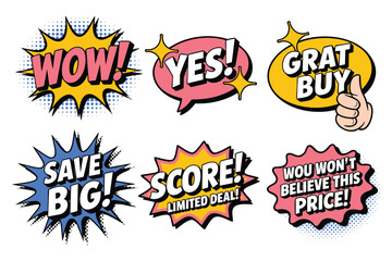 Comic Book Speech Bubbles: Sale, Discount, & Promotion Design Elements