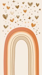 Colorful Heart Pattern with Rainbow and Stars