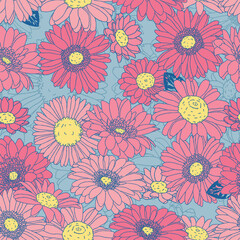 cheerful energy of a sunny summer meadow, covered in lively daisies and garden flowers.