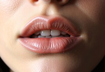 Obraz premium Close-up freckles lips mouth woman beauty